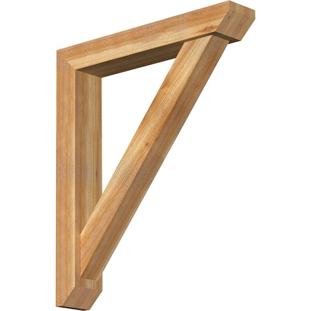 Ekena Millwork Traditional Slat Rough Sawn Bracket w/ Offset Brace, Western Red Cedar, 6"W x 34"D x 40"H BKT0604X34X40TRA06RWR